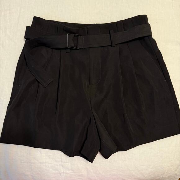 VINCE Women’s 6 Belted Dress Shorts Solid Black - Picture 3 of 7